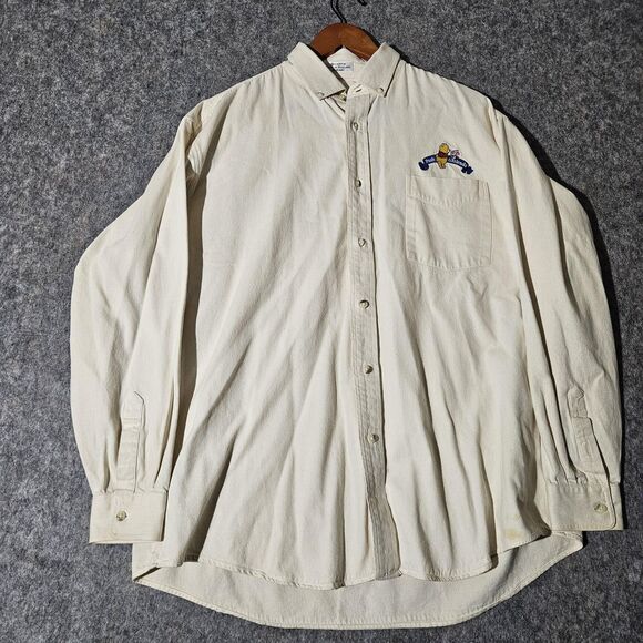 Vintage Disney Pooh & Friends Shirt Mens Large Cream Button Down Embroidered 90s - Picture 1 of 8